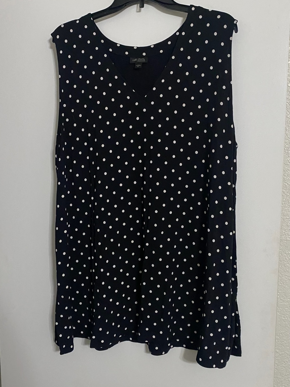 J. Jill Navy Black Polka Dot V-Neck Sleeveless Tank